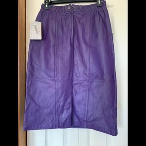 Jacqueline Ferrar Purple Leather Skirt 12 NWT